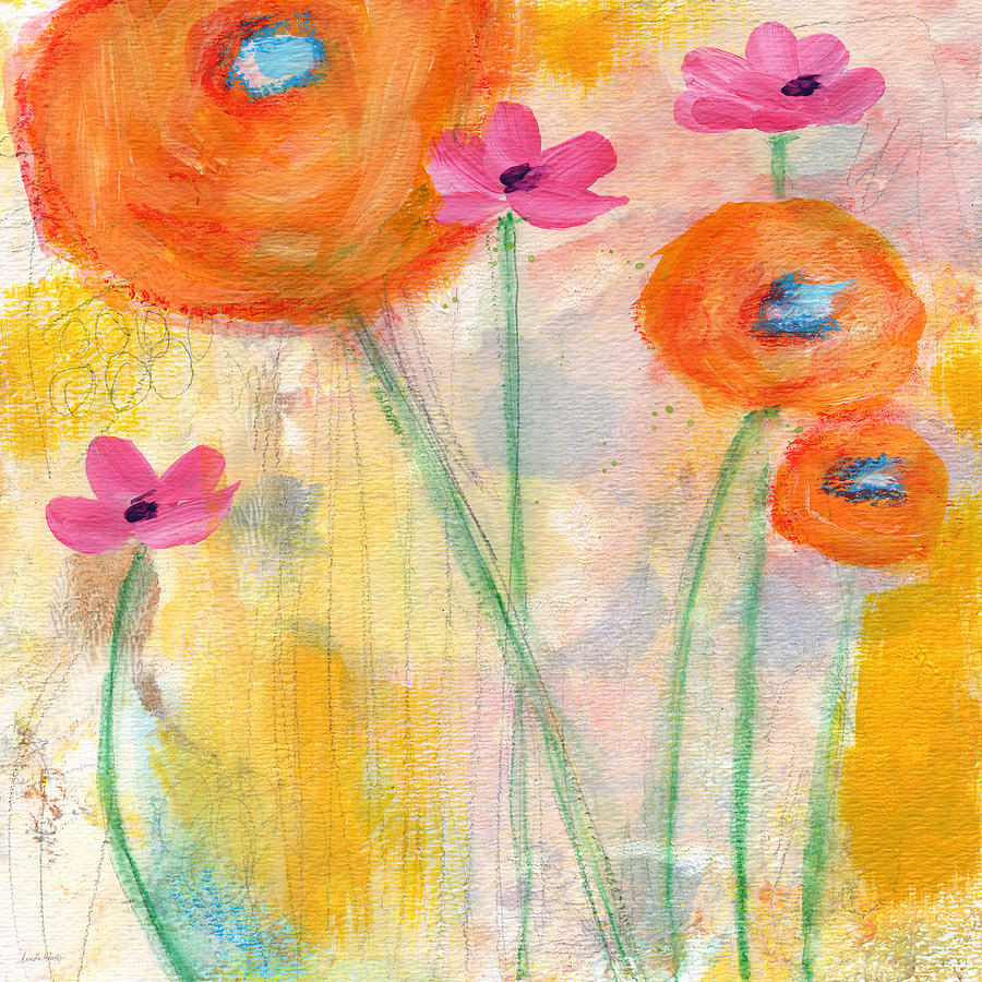 Flower Painting - With The Breeze- Art by Linda Woods by Linda Woods