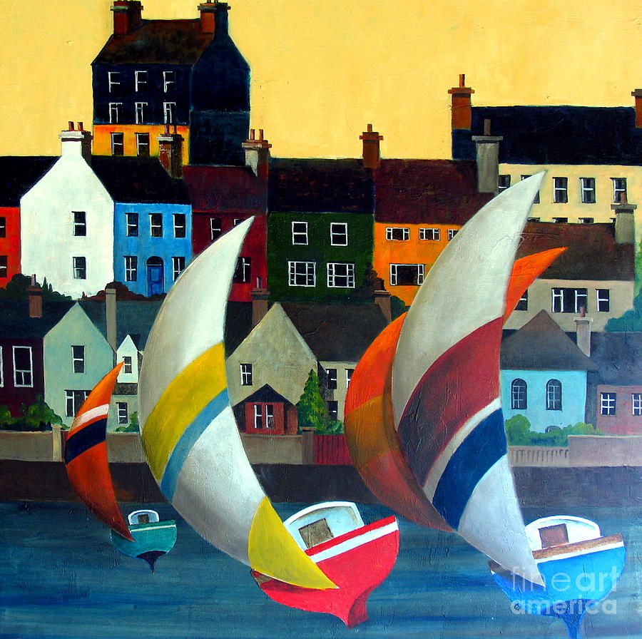 With the wind in Kinsale, West Cork Painting by Val Byrne