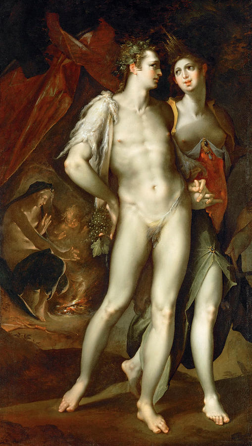 Without Ceres and Bacchus, Venus Grows Painting by Bartholomeus Spranger