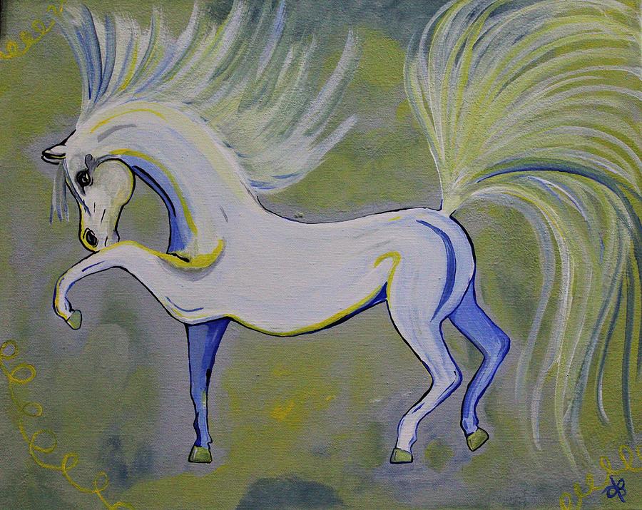 Horse Painting - Without The Carousel by Lkb Art And Photography