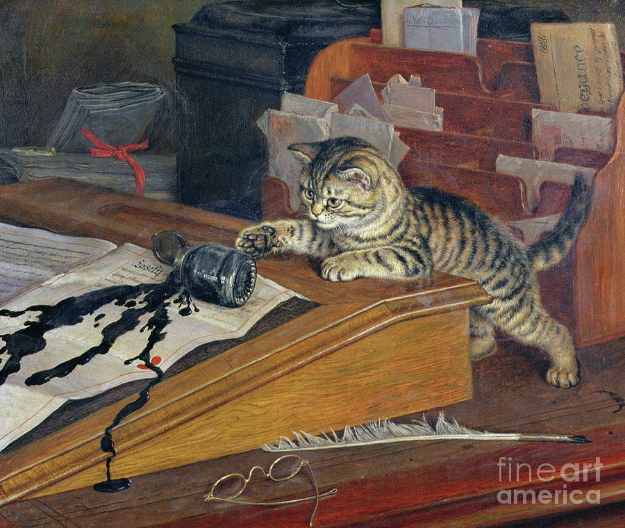Cat Painting - Witness my Act and Deed by Frank Paton