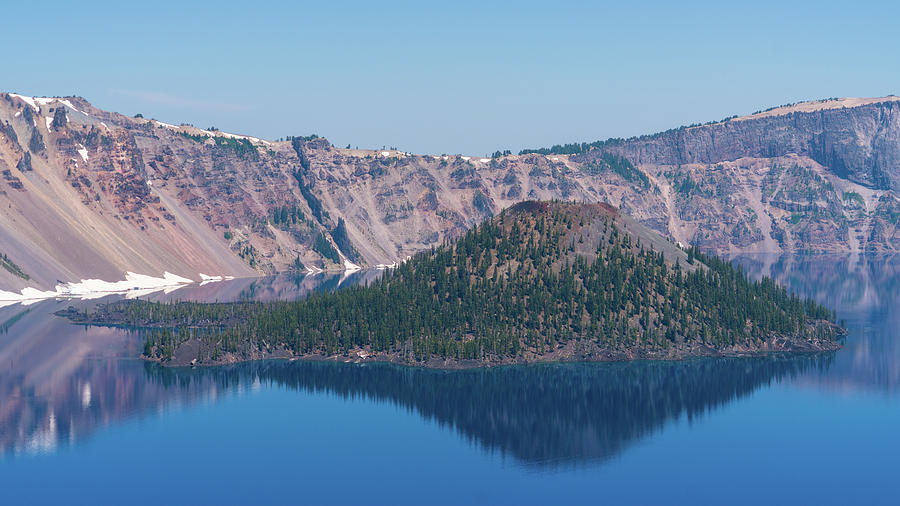 Wizard Island Reflections 2 Crater Lake Oregon Photograph by Lawrence S Richardson Jr