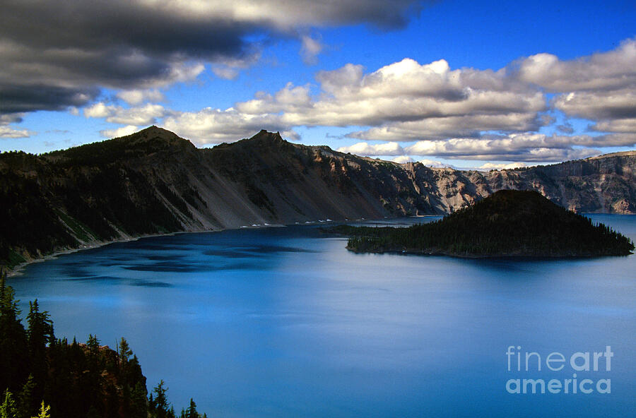 Wizard Island Stormy Sky- Crater Lake Photograph by Rick Bures