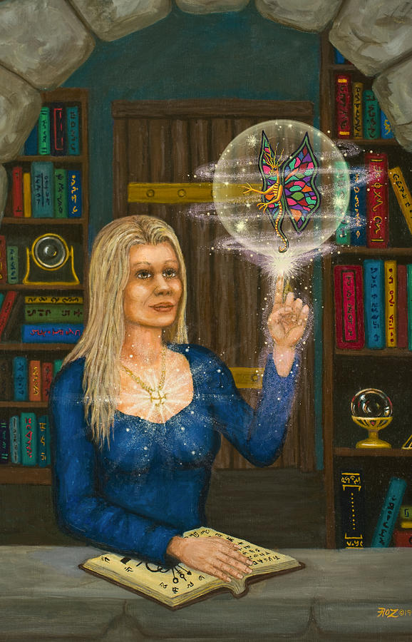 Magic Digital Art - Wizards Library by Roz Eve