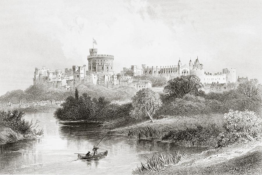 Wndsor Castle Windsor England From The Drawing by Vintage Design Pics ...