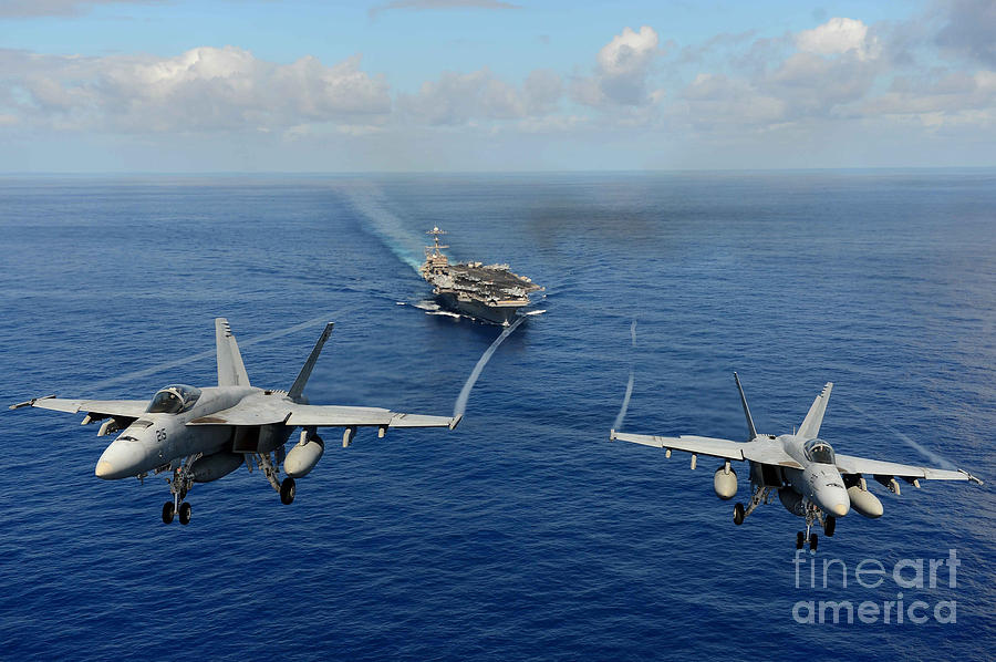 Chinfo Painting - wo F A-18E Super Hornets by Celestial Images