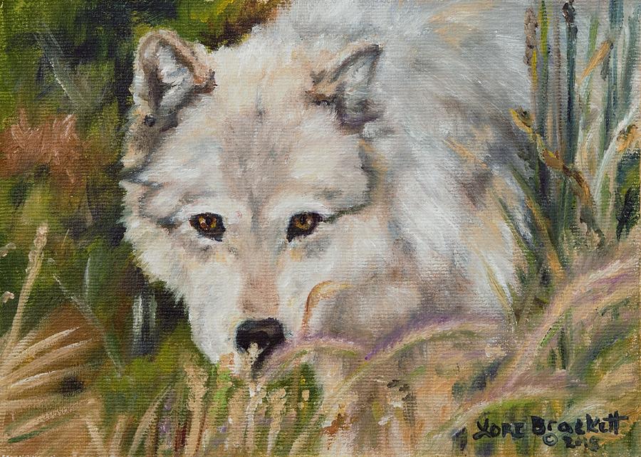 Wolf Among Foxtails Painting by Lori Brackett
