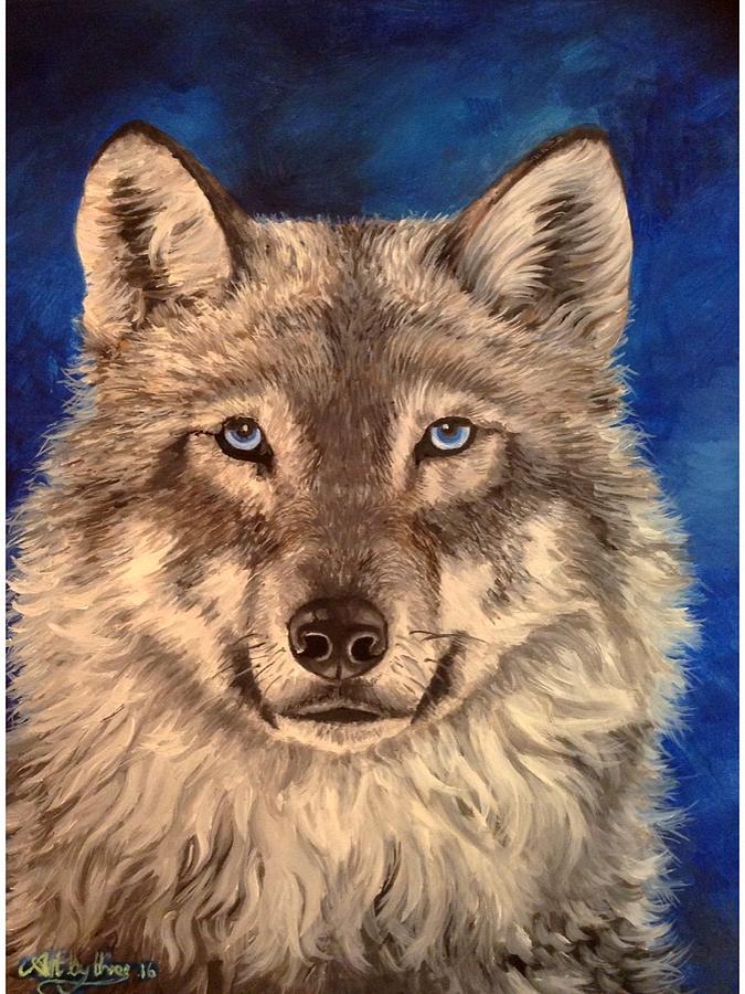 Nature Painting - Wolf by Art By Three Sarah Rebekah Rachel White