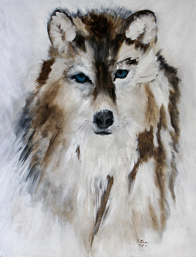 Wolf - Blue Star Painting Painting by Barbie Batson