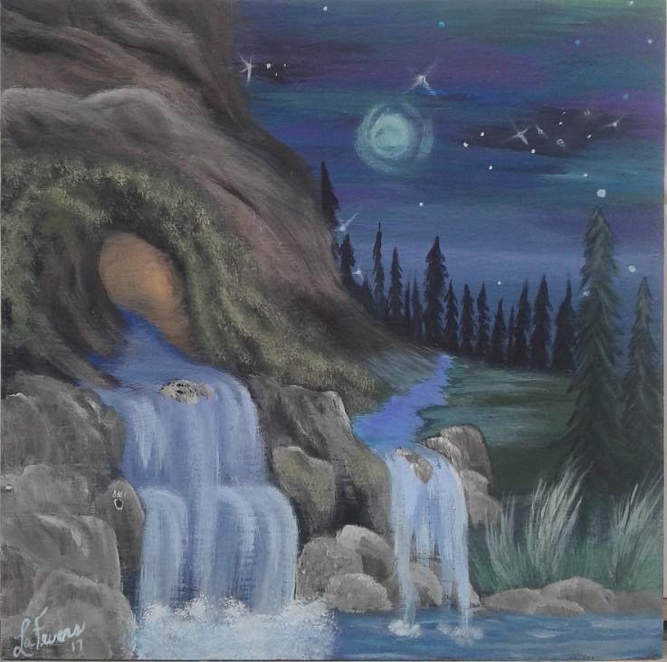 Tree Painting - Wolf Cave  by Lori Lafevers