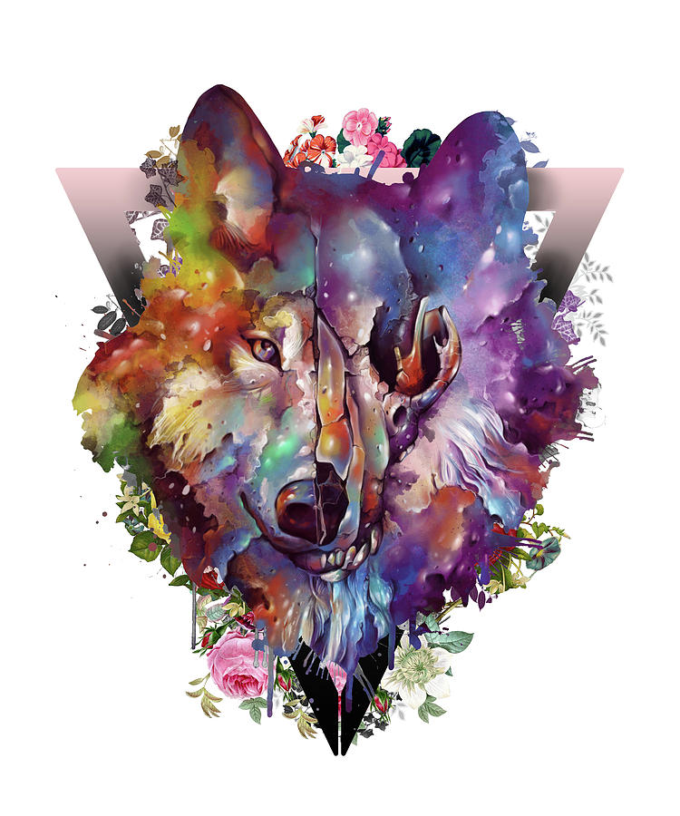 Wolf Colorful Digital Art by Bekim M