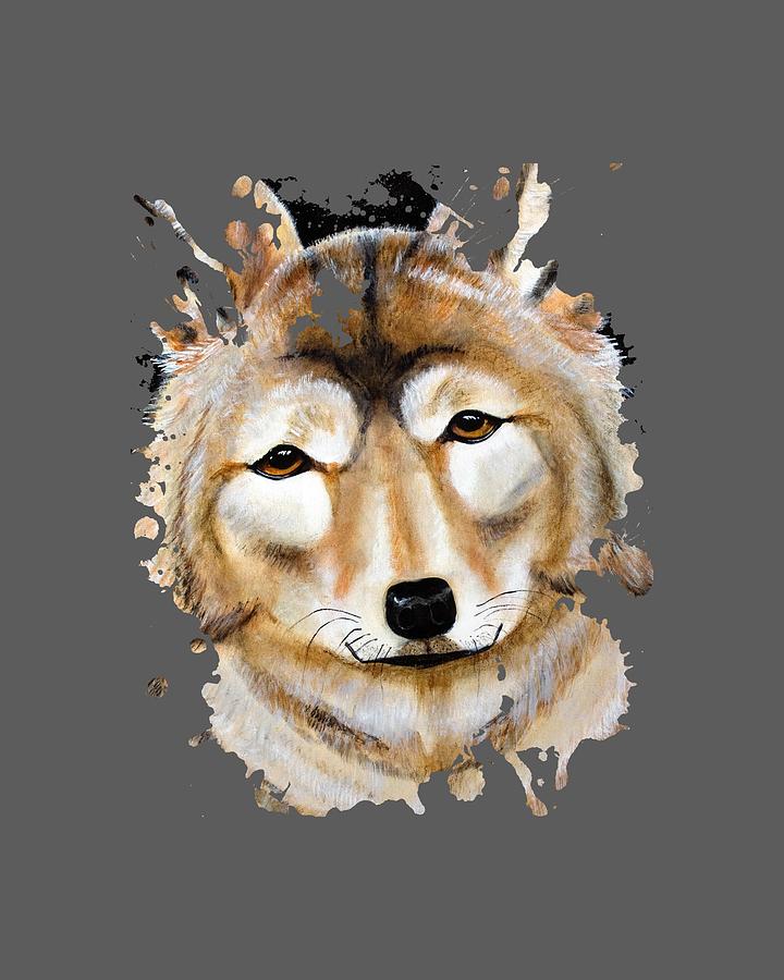 Wolf for T-Shirt Painting by Dorothy Riley