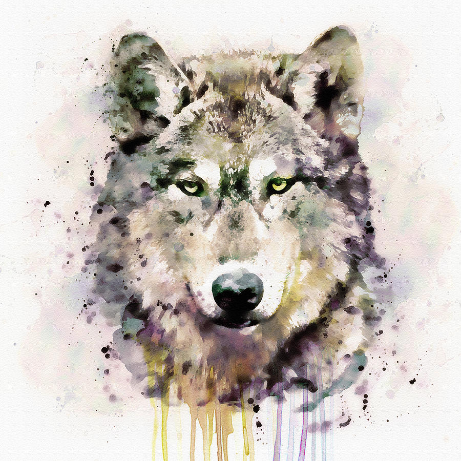 Wolf Head Mixed Media by Marian Voicu