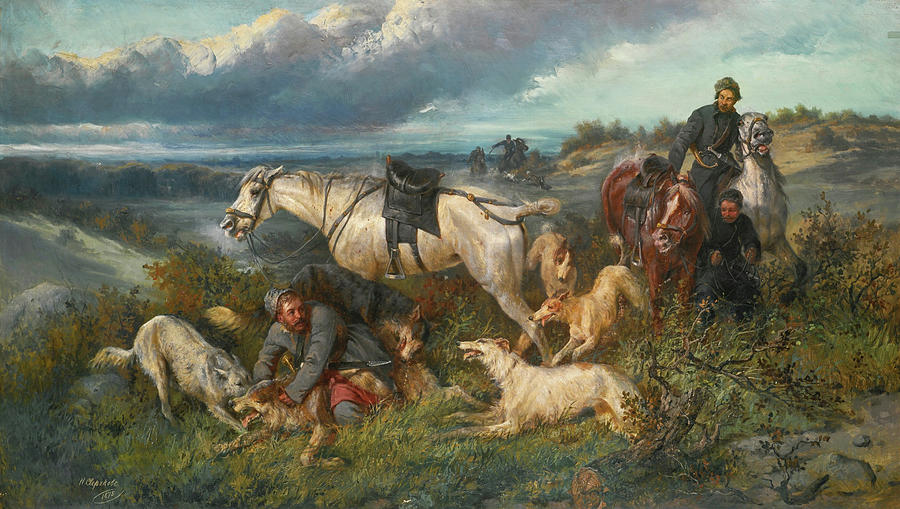 Wolf Hunt Painting by Nikolai Yegorovich Sverchkov