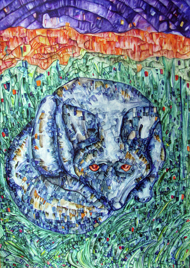 Abstract Painting - Wolf in the Grass by Alexander Chachanidze