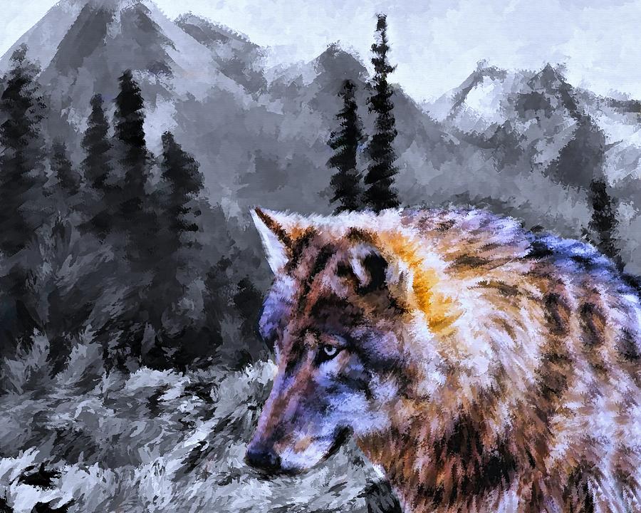 Wolf In The Wilderness Painting by Movie Poster Prints