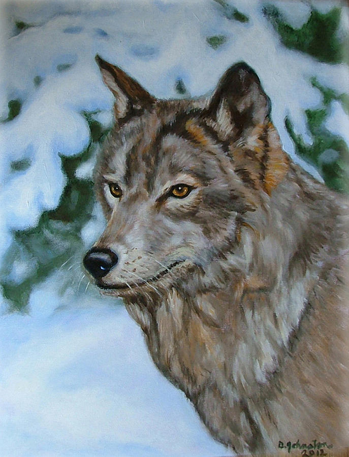 Wolf in winter Painting by Dorothy Johnston - Fine Art America