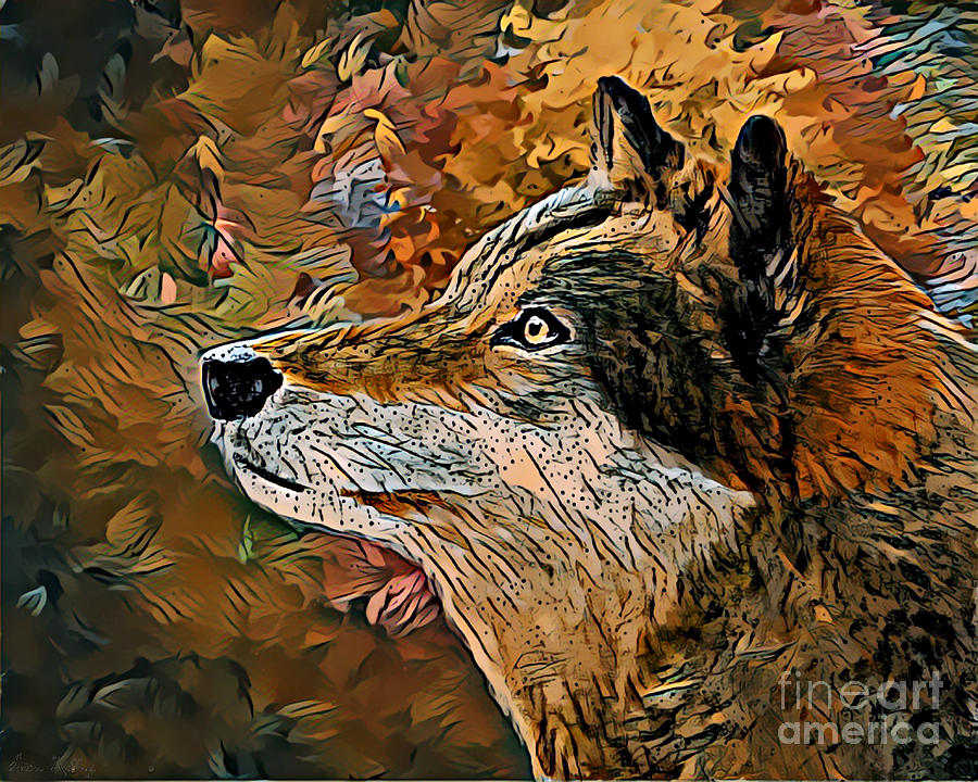 Wolf Painting - Wolf by Lita Kelley Wolf Painting - Wolf by Lita Kelley