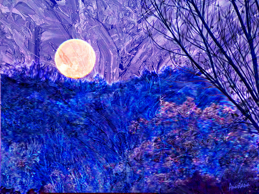 Wolf Moonset El Valle New Mexico II Digital Art by Anastasia Savage Ealy