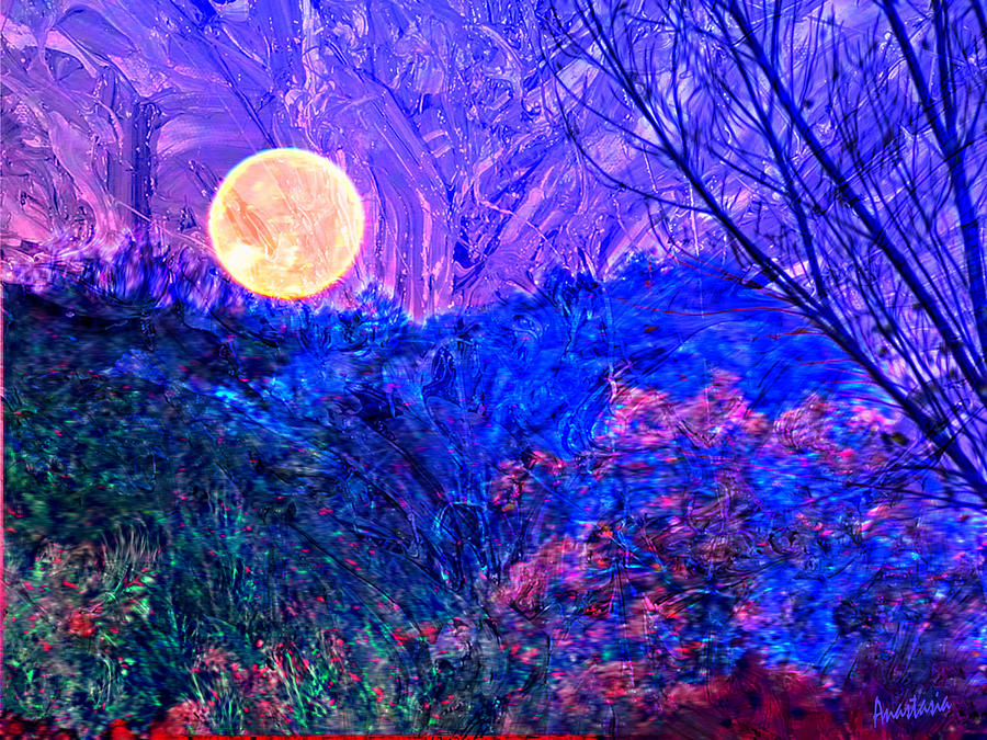 Wolf Moonset El Valle New Mexico III Digital Art by Anastasia Savage Ealy