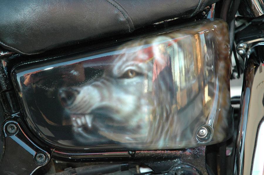 Wolf Motorcycle Side Panel Painting by Wayne Pruse