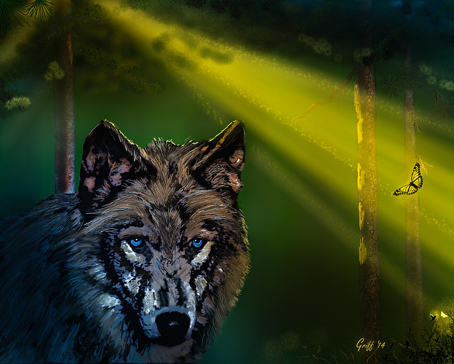 Wolf of the Dark Wood Digital Art by J Griff Griffin