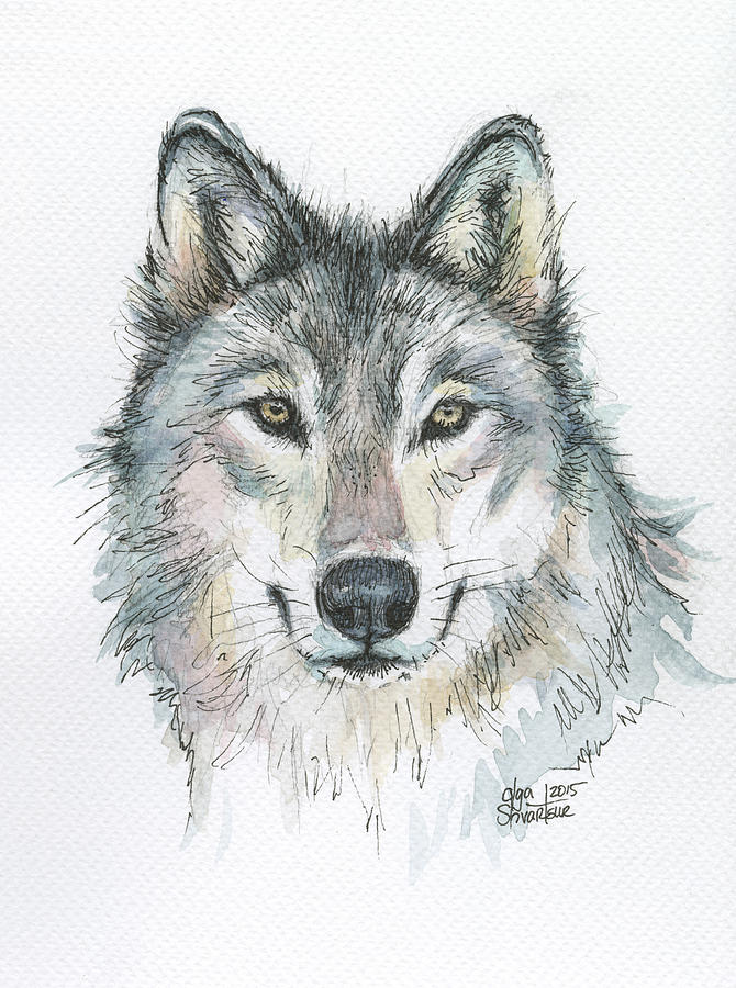Nature Painting - Wolf by Olga Shvartsur