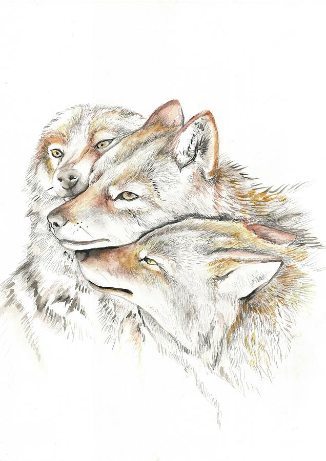 Wolf Pack Mixed Media by Darya Wynter - Fine Art America