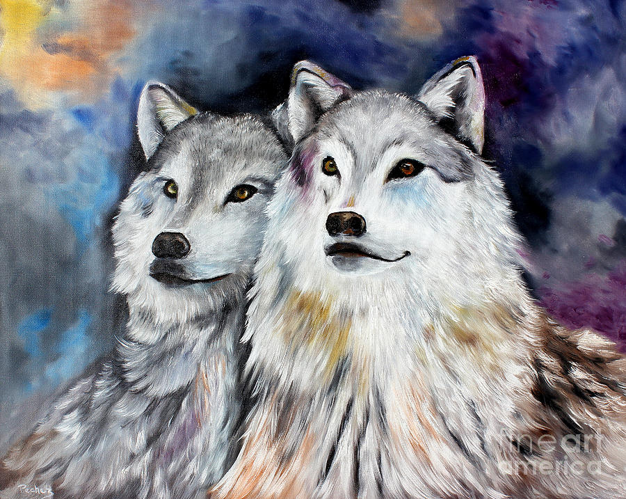 Wolf Partners Painting by Pechez Sepehri