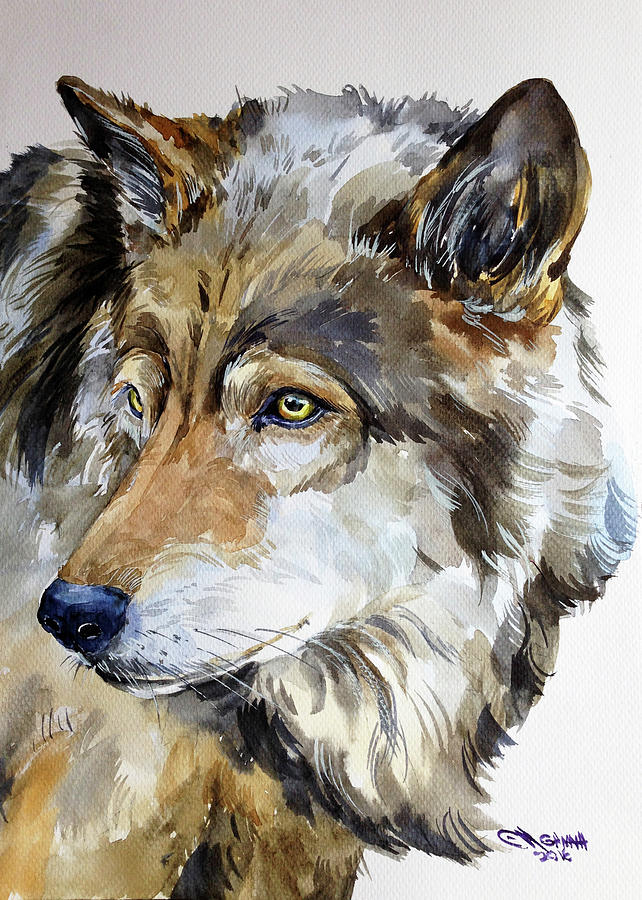 Wolf Portrait Painting by Ganna Melnychenko | Pixels