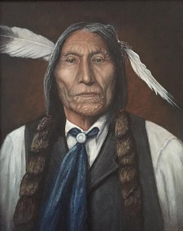 Portrait Painting - Wolf Robe - Cheyenne by William Ravell