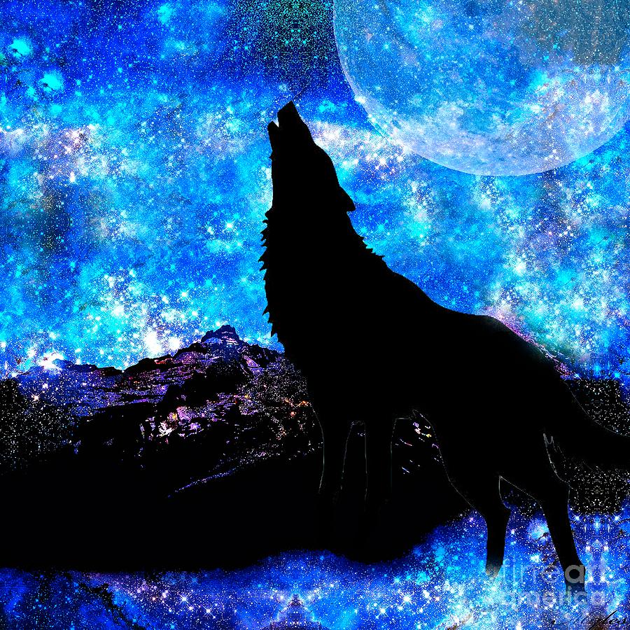 Wolf Painting by Saundra Myles