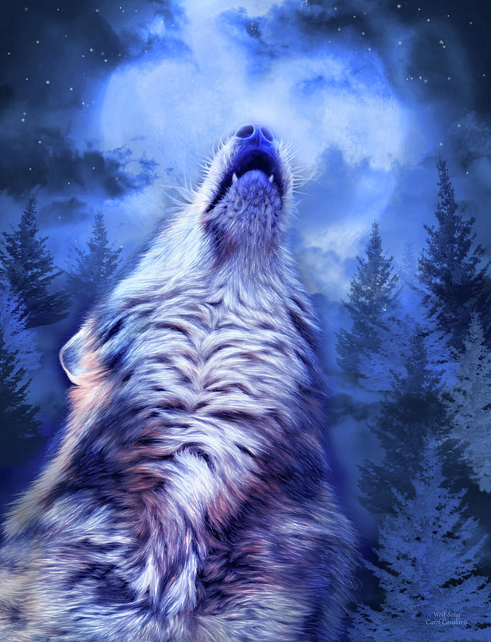 Wolf Song Mixed Media by Carol Cavalaris