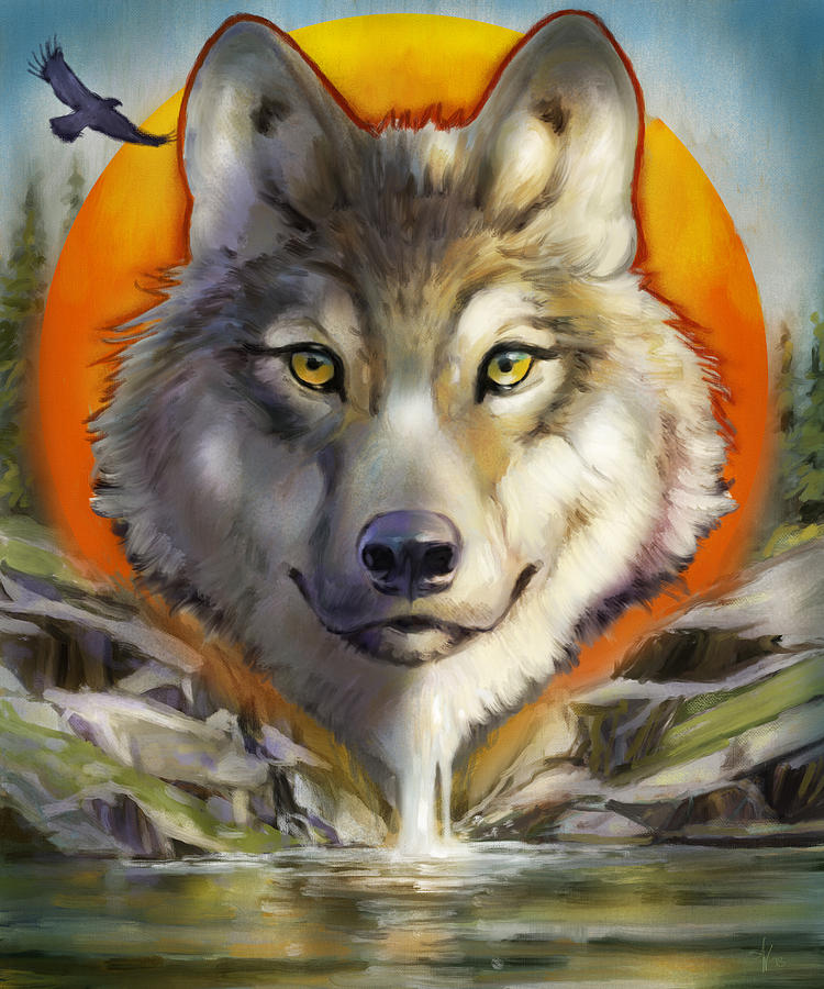 Wolf Spirit Painting by Arie Van der Wijst