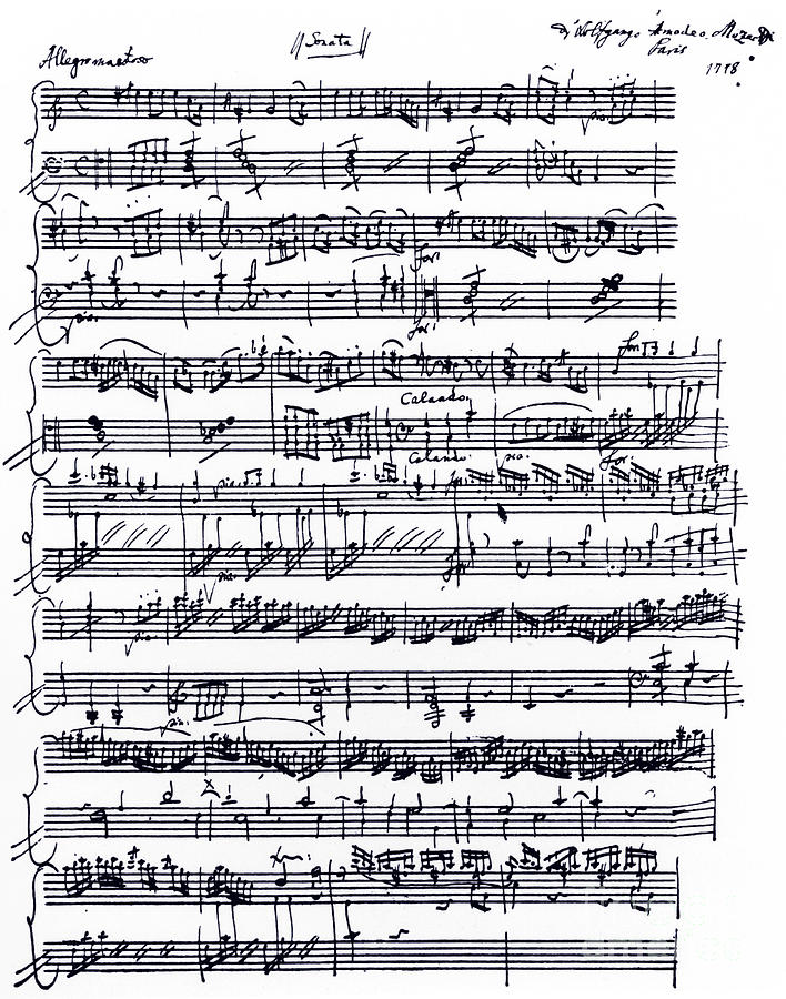 Wolfgang Amadeus Mozart Piano Sonata in A Minor Drawing by Wolfgang Amadeus Mozart