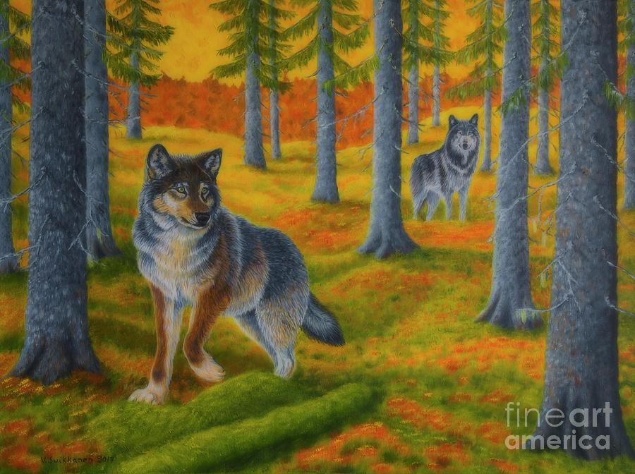 Wolfs Forest Painting