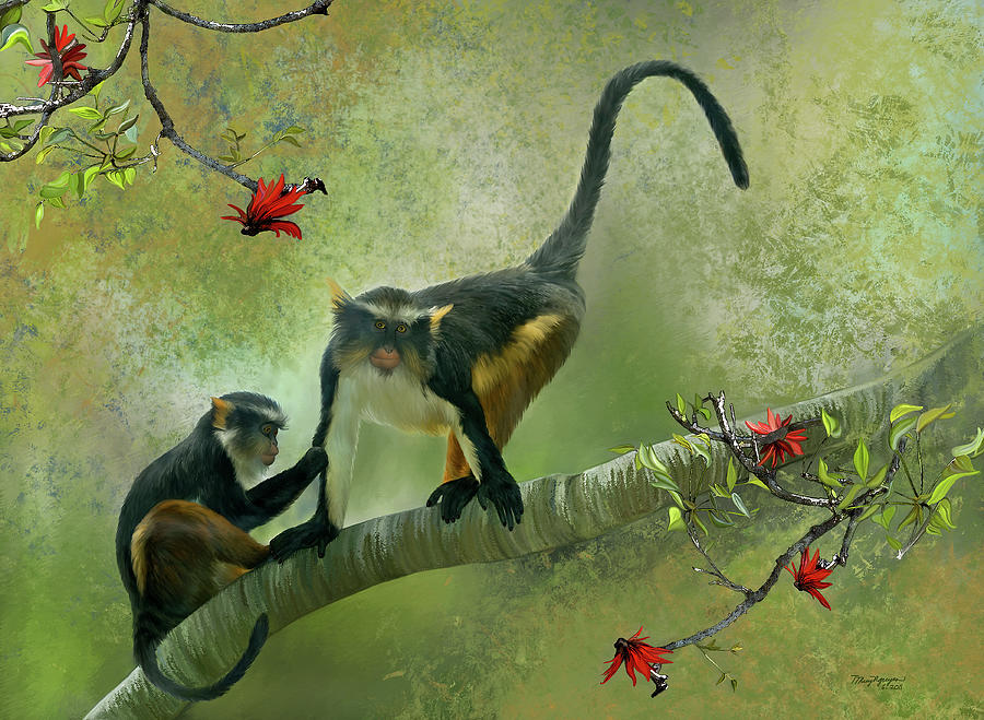 Monkey Digital Art - Wolfs guenon by Thanh Thuy Nguyen