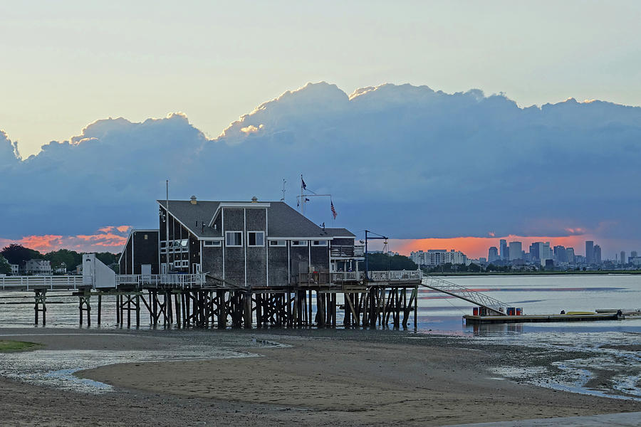 Wollaston Beach Quincy MA Sunset Boston Skyline Quincy MA Photograph by ...