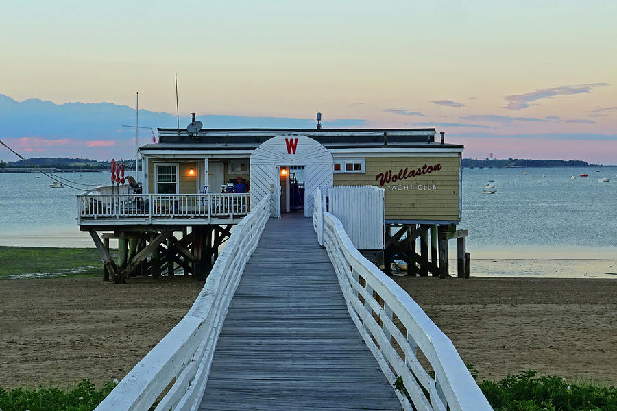 Sunset Photograph - Wollaston Beach Yacht Club Pier Quincy MA by Toby McGuire