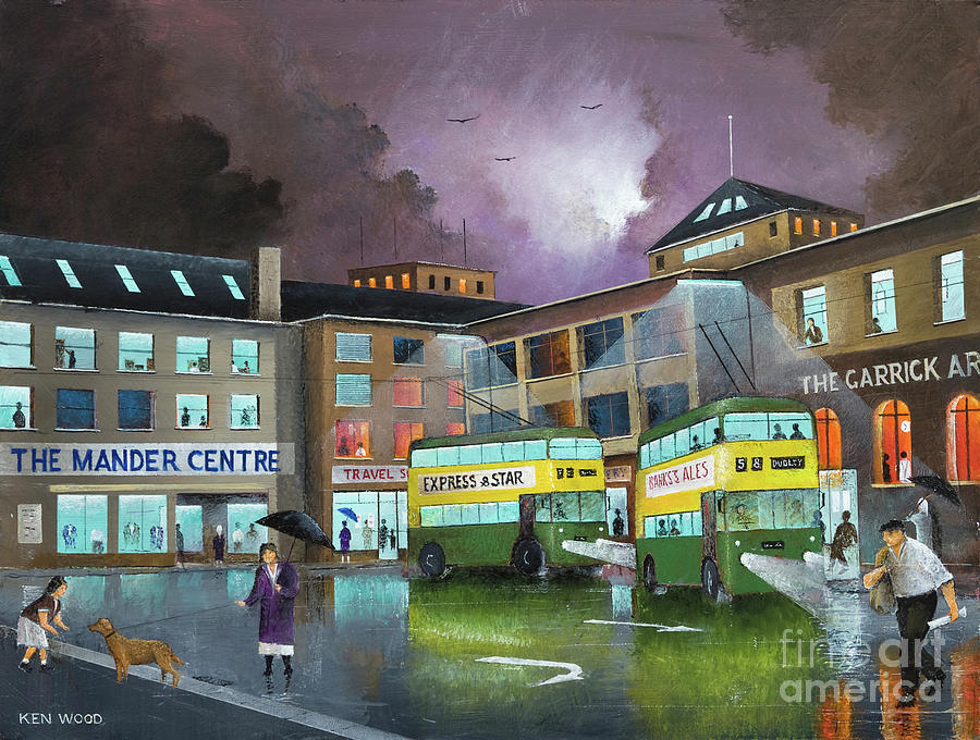 Wolverhampton Trolley Bus Terminus - England Painting by Ken Wood