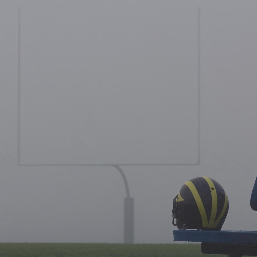 Wolverine Helmet in Heavy Morning Fog by Michigan Helmet Wolverine Helmet in Heavy Morning Fog by Michigan Helmet