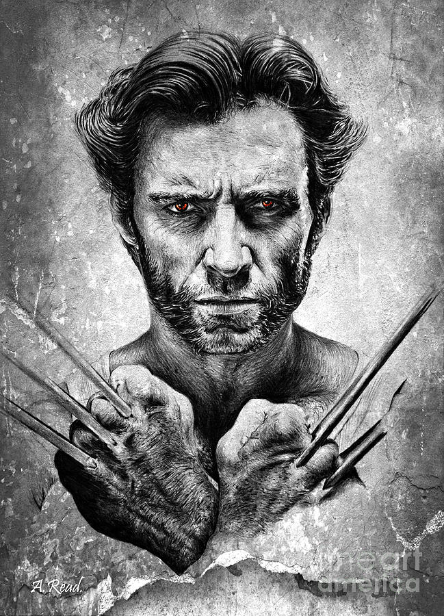 Wolverine red eyes edit Drawing by Andrew Read