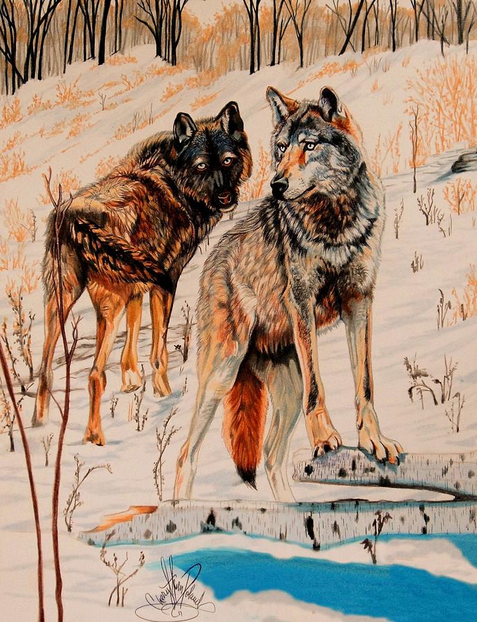 Wolves Painting - Wolves at Day Break by Cheryl Poland