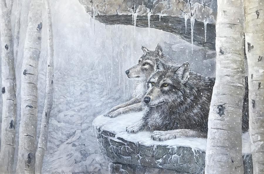 Wolves - Friends Forever Painting by ML McCormick