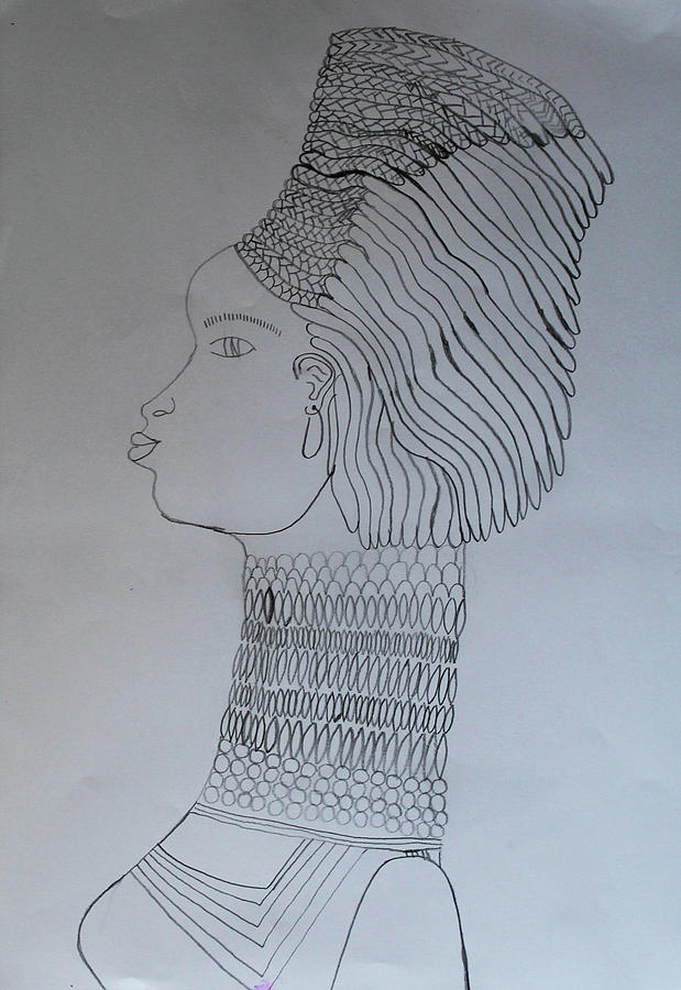 Woman Adorned Drawing by Gloria Ssali