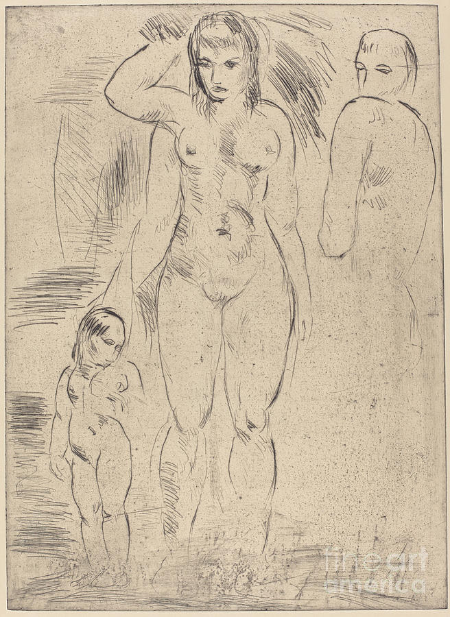Woman And Child (weib Und Kind) Drawing by Wilhelm Lehmbruck