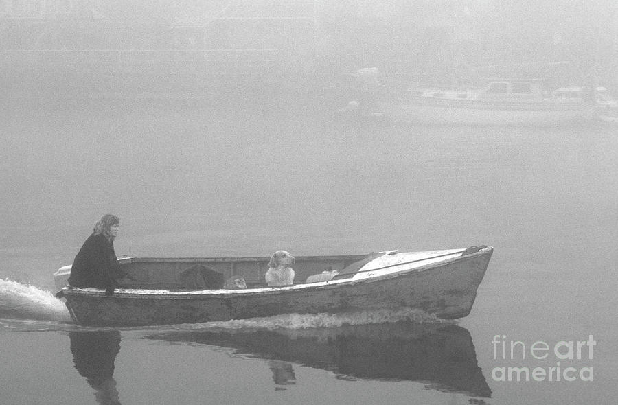 Woman and Dog in Boat Photograph by Jim Corwin
