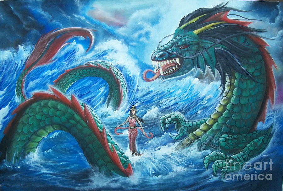 Woman and Dragon Painting by Andree - Fine Art America