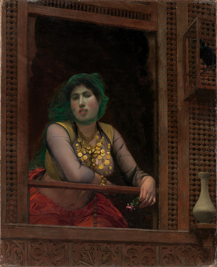 Woman at a Balcony Painting by Jean-Leon Gerome