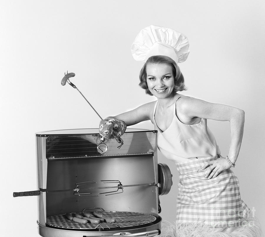 Woman At Grill, C.1960s Photograph by H. Armstrong Roberts/ClassicStock